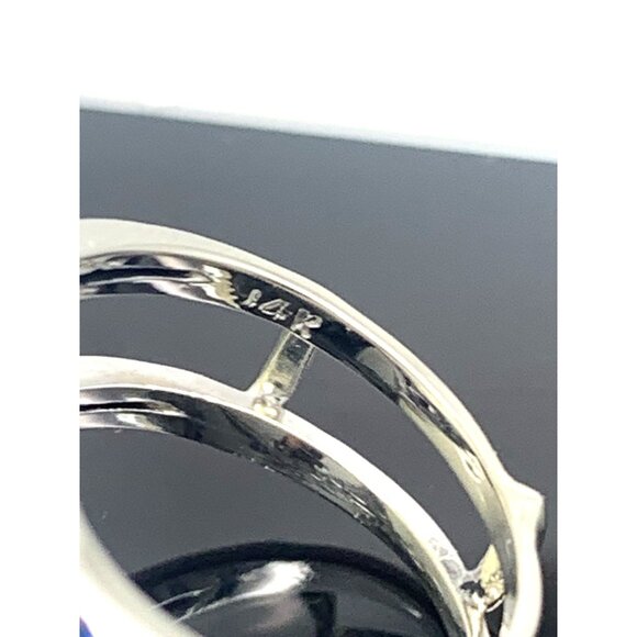 Engagement Ring Guard 14k White Gold Diamond Blue Gemstone Wedding Band Size 5.5 - Picture 9 of 15